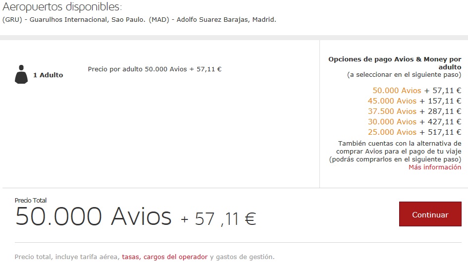 Ida e volta na Classe Executiva por 50.000 avios