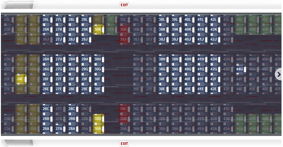 Mapa de assentos - Classe econômica