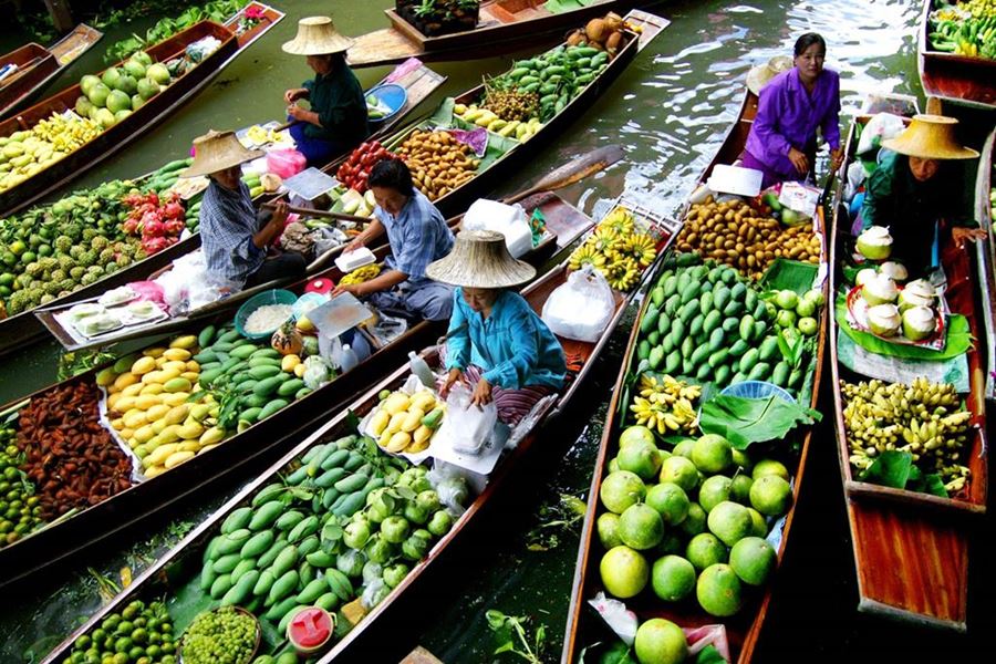 Mercado flutuante de Bangkok / Foto de divulgação: Teresa Perez Tours