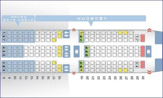 Main Cabin Extra e Classe Econnômica - 787 da AA