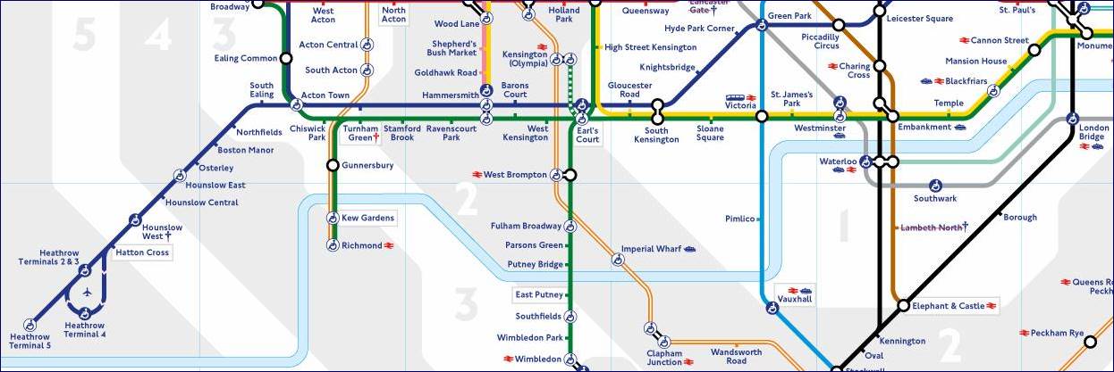 Mapa Piccadilly Line e Jubilee