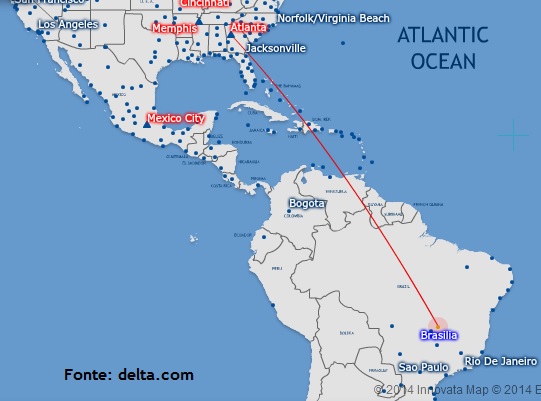 Brasília - Atlanta (Executiva) - Fonte: delta.com