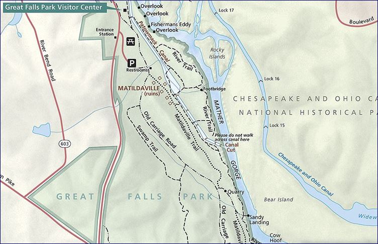 Parte do Mapa do Great Falls Park (www.nps.gov)