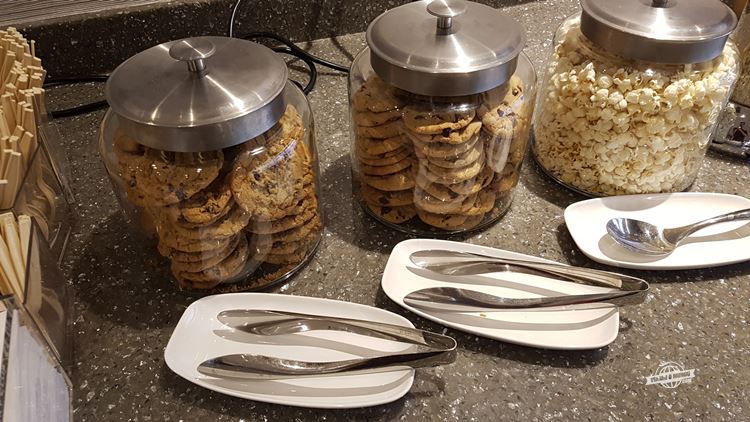 Cookies e pipoca - Delta Sky Club do Aeroporto de Dallas