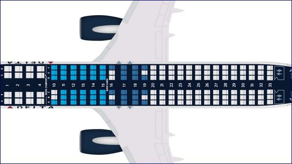 Mapa de assentos do Boeing 737-800 da Delta (fonte: delta.com)