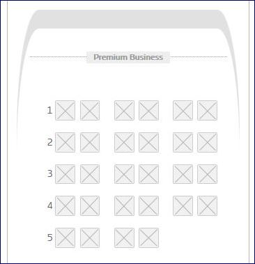 Mapa de assentos da classe executiva - Boeing 767 da Latam (fonte: latam.com)