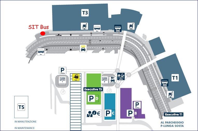 Mapa do Aeroporto Fiumicino (fonte: www.adr.it - adaptado)