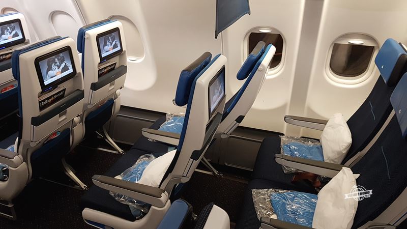 Reclinação assento Economy Comfort do A330 da KLM - Blog Viajar o Mundo