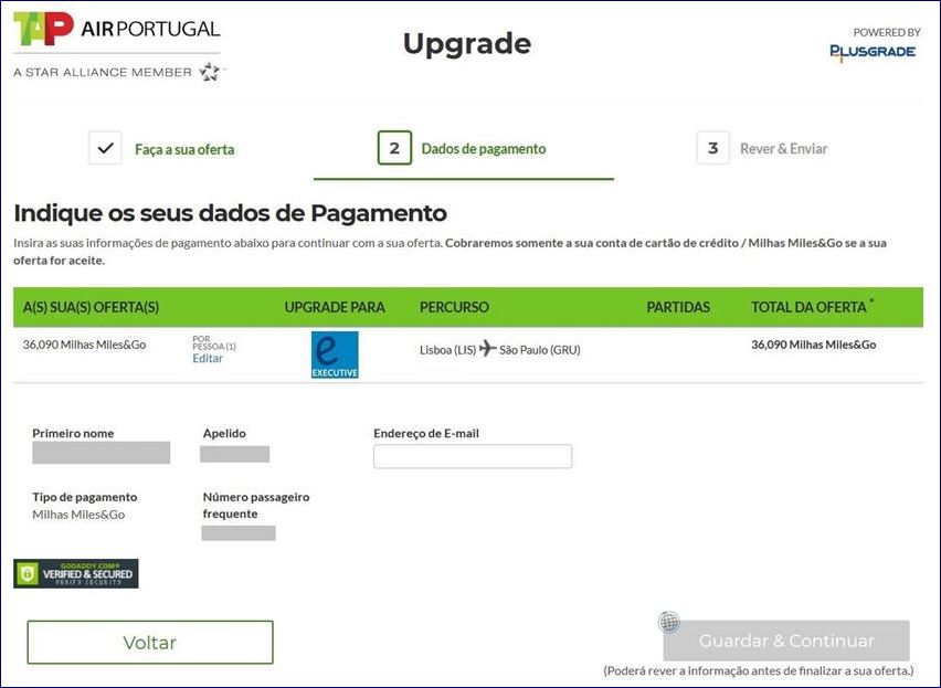 Plusgrade com milhas (fonte: flytap.com). Blog Viajar o Mundo.